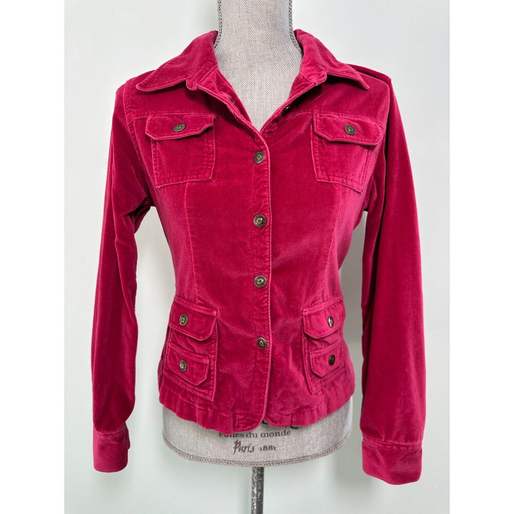 Vintage Y2k Arizona Raspberry Pink Velour Blazer Jacket Junior size XL 18